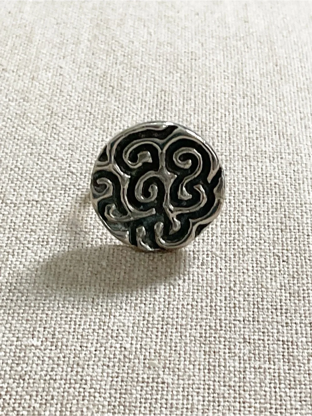 Vintage Silver Tone Abstract Swirl Statement Ring Adjustable Boho